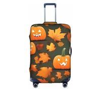 DUWAA Copertura elastica per valigie con stampa di zucca, adatta per valigie da 45-81 cm, accessori da viaggio, bianco, X-Large