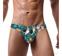 DUWAA Corgi Print - Slip da uomo con supporto per bikini, taglia S-4XL, traspirante, morbido, elasticizzato, con cintura larga, Nero , XL