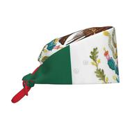 DUWAA Cuffia per capelli con stampa bandiera del Messico, per uomo e donna, traspirante, cappello da chef con cinghie regolabili, cuffia da doccia nera