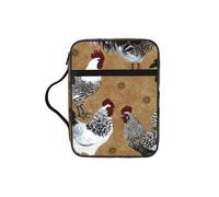 DUWAA Custodia per bibbia con stampa di gallo e pollo, 26 × 20 cm, grande capacità, borsa da studio per donne e cristiane