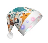 DUWAA Cute Floral Animal Pattern 1 Stampa Led Peluche Cappello di Babbo Natale, Divertenti Cappelli di Natale Per Adulti Natale Capodanno Party Accessori