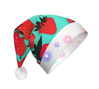 DUWAA Cute Strawberry 1 Stampa Led Peluche Cappello di Babbo Natale, Divertenti Cappelli di Natale Per Adulti Natale Capodanno Party Accessori