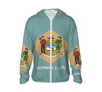 DUWAA Felpa con cappuccio con stampa bandiera del Delaware, a maniche lunghe, leggera, traspirante, con tasche interne, Nero , XXL