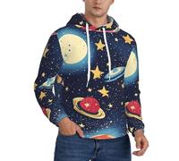 DUWAA Felpa con cappuccio da uomo con stampa cielo stellato, universo spaziale, felpa a maniche lunghe con tasche, per atletica casual, Nero , XL