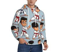 DUWAA Felpa con cappuccio da uomo con stampa di karate dei cartoni animati, felpa con cappuccio a maniche lunghe con coulisse, felpe invernali per adulti, Nero , 4XL