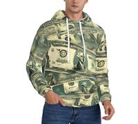 DUWAA Felpa con cappuccio da uomo con stampa divertente dollaro denaro, felpa con cappuccio a maniche lunghe con coulisse, felpe invernali per adulti, Nero , XL