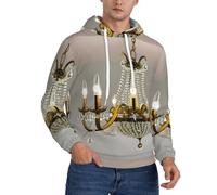 DUWAA Felpa con cappuccio da uomo con stampa lampadario a sfera, felpa leggera con cappuccio con tasche, per casual atletico, Nero , S