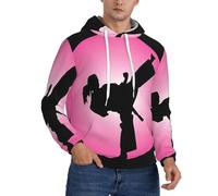 DUWAA Felpa con cappuccio da uomo con stampa taekwondo, a maniche lunghe, con coulisse, felpe invernali per adulti, Nero , 4XL