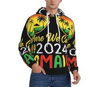 DUWAA Felpa con cappuccio da uomo con stampa Welcome To Jamaica, a maniche lunghe, con coulisse, felpe invernali per adulti, Nero , L