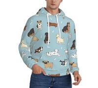 DUWAA Felpa con cappuccio leggera del pullover degli uomini della stampa di scarabocchi del cucciolo, felpa con cappuccio del poliestere per l'autunno, Nero , 3XL