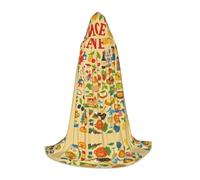 DUWAA Francia Cultura Alimentare Stampa artistica Costume di Halloween Vestiti Costume di Halloween Mantello Medievale Per Le Donne Degli Uomini Rinascimento Con Cappuccio Mantello