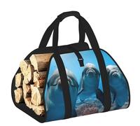 DUWAA Funny Delphin Looking At You Print Large Fire Wood Sling Carrier con maniglie per un facile trasporto e stufa a legna 48 × 101 cm
