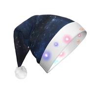 DUWAA Galaxy Space Starry Sky Stampa Led Peluche Cappello di Babbo Natale, Cappelli di Natale Divertenti Per Adulti Natale Capodanno Accessori Per Festa