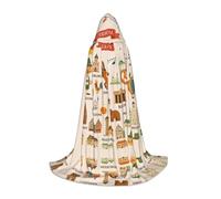 DUWAA Germania Icone di viaggio Mappa Stampa Halloween Costume Vestiti Halloween Costume medievale Mantello Per Le Donne Degli Uomini Rinascimento Con Cappuccio Mantello