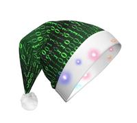 DUWAA Hacker Era Stampa Illumina Cappello di Natale, Bagliore Illuminato Cappello di Babbo Natale Con Luce di Striscia Led Colorata Per Adulti
