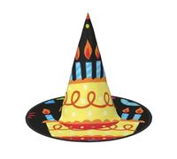 DUWAA Happy Birthday Big Cake Stampa Halloween Cappello Strega Costume Accessorio Donna Cappelli per Halloween Party Cosplay Accessori - 2 pezzi