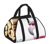 DUWAA Hello Glasses Flamingo Print Storage Bag Log Burner Accessori Heavy Duty Tool Bag per interni ed esterni Camino Storage