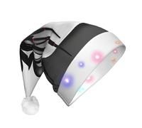 DUWAA Il cappello di Babbo Natale della peluche ha condotto la stampa del ragno nero, cappelli divertenti di Natale per gli adulti accessori del partito di Capodanno