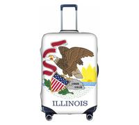 DUWAA Illinois - Copertura elastica per valigie con stampa bandiera dello Stato dell'Illinois, adatta per valigie da 45-81 cm, accessori da viaggio, bianco, X-Large