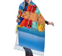 DUWAA Infradito Su Una Spiaggia Sabbiosa Stampa Morbida Cashmere-Like Wrap Chic Sciarpa Stola Per Le Donne Wayfarer Viaggio Pashmina Scialle Wraps