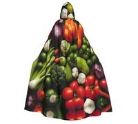 DUWAA Introduzione di varie verdure Stampa Mantello Con Cappuccio Unisex Mantello Medievale Mago Veste Rinascimento Mantello Costume Halloween Cosplay