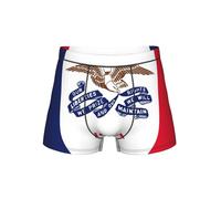 DUWAA Iowa State Flag Print Soft Slip Biancheria Intima con 3D A Forma di U Sacchetto Intimo Tessuto Traspirante Uomini S-4XL, Nero , L