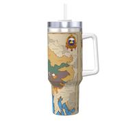 DUWAA Kingdom of Bhutan Flag Map02 - Bicchiere grande con manico, per uso quotidiano, tazza da caffè caldo/freddo, da viaggio, idea regalo