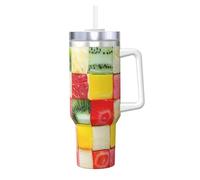 DUWAA Kiwi - Bicchiere con cannuccia con stampa anguria, 1,18 l, adatto per portabicchieri, a tenuta stagna, con manico