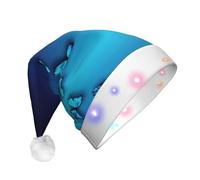 DUWAA La bella stampa blu della farfalla accende il cappello di Natale, bagliore ha illuminato il cappuccio di Babbo Natale con la luce di striscia principale variopinta per gli