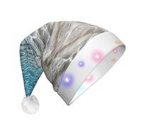 DUWAA La stampa chiara dell'acqua di mare ha condotto il cappello di Babbo Natale della peluche, cappelli divertenti di Natale per gli adulti accessori del partito di Capodanno di Natale