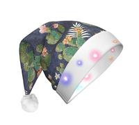 DUWAA La stampa del cactus dell'acquerello accende il cappello di Natale, bagliore ha illuminato il cappuccio di Babbo Natale con la luce di striscia principale variopinta per gli adulti