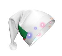 DUWAA La stampa della bandiera dell'Italia ha condotto il cappello di Babbo Natale della peluche, cappelli divertenti di Natale per gli adulti accessori del partito di Capodanno