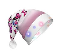 DUWAA La stampa della farfalla di colore ha condotto il cappello di Babbo Natale della peluche, cappelli divertenti di Natale per gli adulti accessori del partito di Capodanno