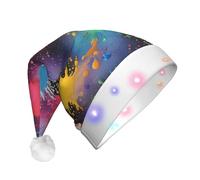DUWAA La stampa variopinta del modello dello spruzzo accende il cappello di Natale, bagliore ha illuminato il cappuccio di Santa con la luce di striscia principale variopinta