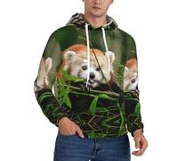DUWAA Little Red Panda Print - Felpa con cappuccio da uomo, a maniche lunghe, con coulisse, felpe invernali per adulti, Nero , XXL