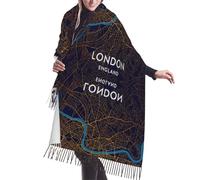 DUWAA Londra Inghilterra Mappa della città Stampa Delle Donne Scialli Pashmina Scialli Sciarpa Avvolge Cashmere Feel Scialle Per Le Donne Grandi Sciarpe Wraps