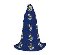 DUWAA Maine State Flag Print Halloween Costume Vestiti Halloween Costume medievale Mantello per le donne Uomini Rinascimento con cappuccio Mantello