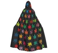 DUWAA Mantello colorato con foglie di cannabis stampa mantello con cappuccio unisex mantello medievale stregone mantello rinascimentale costume Halloween Cosplay