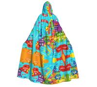 DUWAA Mantello colorato con mappa dell'Europa con stampa iconica con cappuccio per uomo e donna, mantello con cappuccio unisex Halloween strega vampiro costume