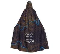 DUWAA Mantello con cappuccio con stampa mappa della città di Londra, Inghilterra, mantello con cappuccio, unisex, costume da strega e vampiro per Halloween