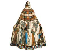 DUWAA Mantello con cappuccio da donna in antico Egitto, con stampa, per Halloween, unisex, lunghezza intera, per cosplay di Halloween