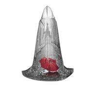 DUWAA Mantello con cappuccio per Halloween con stampa di ombrello rosso Torre Eiffel Parigi stile medievale per feste di Natale, cosplay costumi in maschera