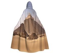 DUWAA Mantello con cappuccio per Halloween, unisex, a lunghezza intera, con stampa piramidi d'Egitto, per Halloween, cosplay
