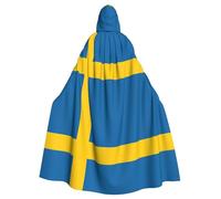 DUWAA Mantello con cappuccio per Halloween, unisex, con stampa della bandiera svedese, per Halloween, cosplay