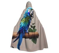 DUWAA Mantello con cappuccio per Halloween, unisex, con stampa di pappagallo blu che abbraccia 1, per Halloween e cosplay