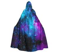 DUWAA Mantello con cappuccio viola con stampa cielo stellato per adulti, per Halloween, lunghezza intera, unisex, mantello per uomo e donna, per Halloween e cosplay