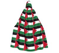 DUWAA Mantello da uomo con stampa della bandiera della Palestina, costume da cosplay per Halloween, con cappuccio, uniforme medievale, mantello da mago