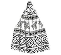 DUWAA Mantello da uomo con stampa etnica a righe tartaruga costume costume Halloween con cappuccio uniforme medievale mantello mago Robe