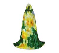 DUWAA Mantello medievale con stampa floreale narciso mantello da mago mantello con cappuccio mantello rinascimentale costume di Halloween Cosplay Prop