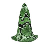 DUWAA Mantello medievale con stampa in pelle di serpente verde, mantello da mago con cappuccio, mantello rinascimentale, costume per Halloween, cosplay